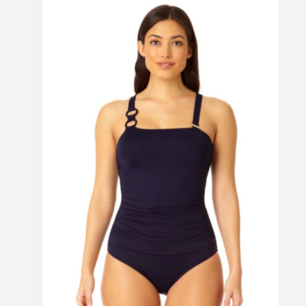 Anne Cole Ring Strap One Piece Swimsuit Sz 16 NWT